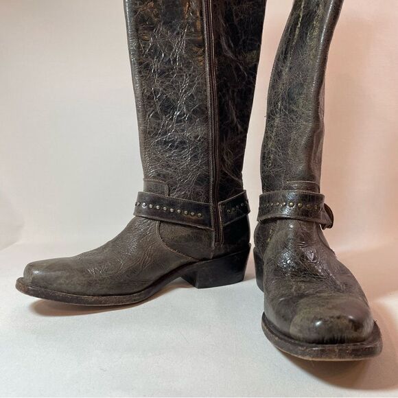 Sonora Double H Cowboy boots rugged brown patina size 7 - Picture 8 of 11